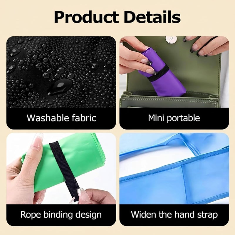 Criyar Foldable Shopping Bag, Washable Reusable Grocery with Holder, Nylon Tote Bags - Image 3